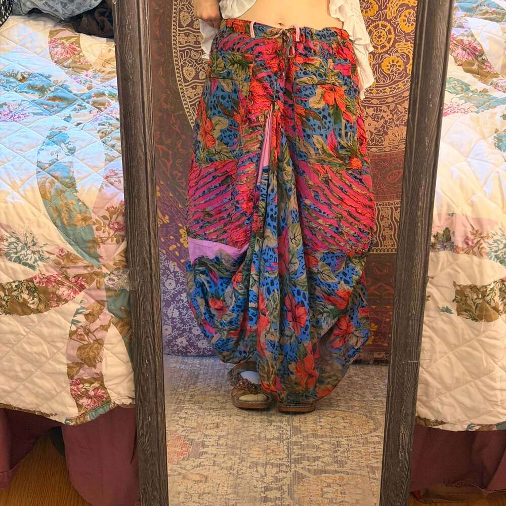 Floral Leopard Print Draped Harem Skirt Size XL - Picture 6 of 7